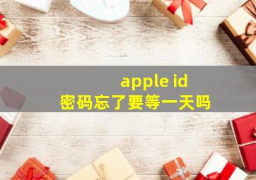 apple id密码忘了要等一天吗